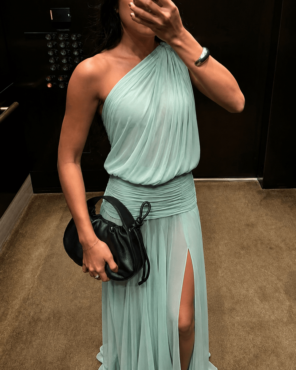 Aishlin One Shoulder Maxi Dress with Slit - Elegant Occasion Dress for Women - Image 3