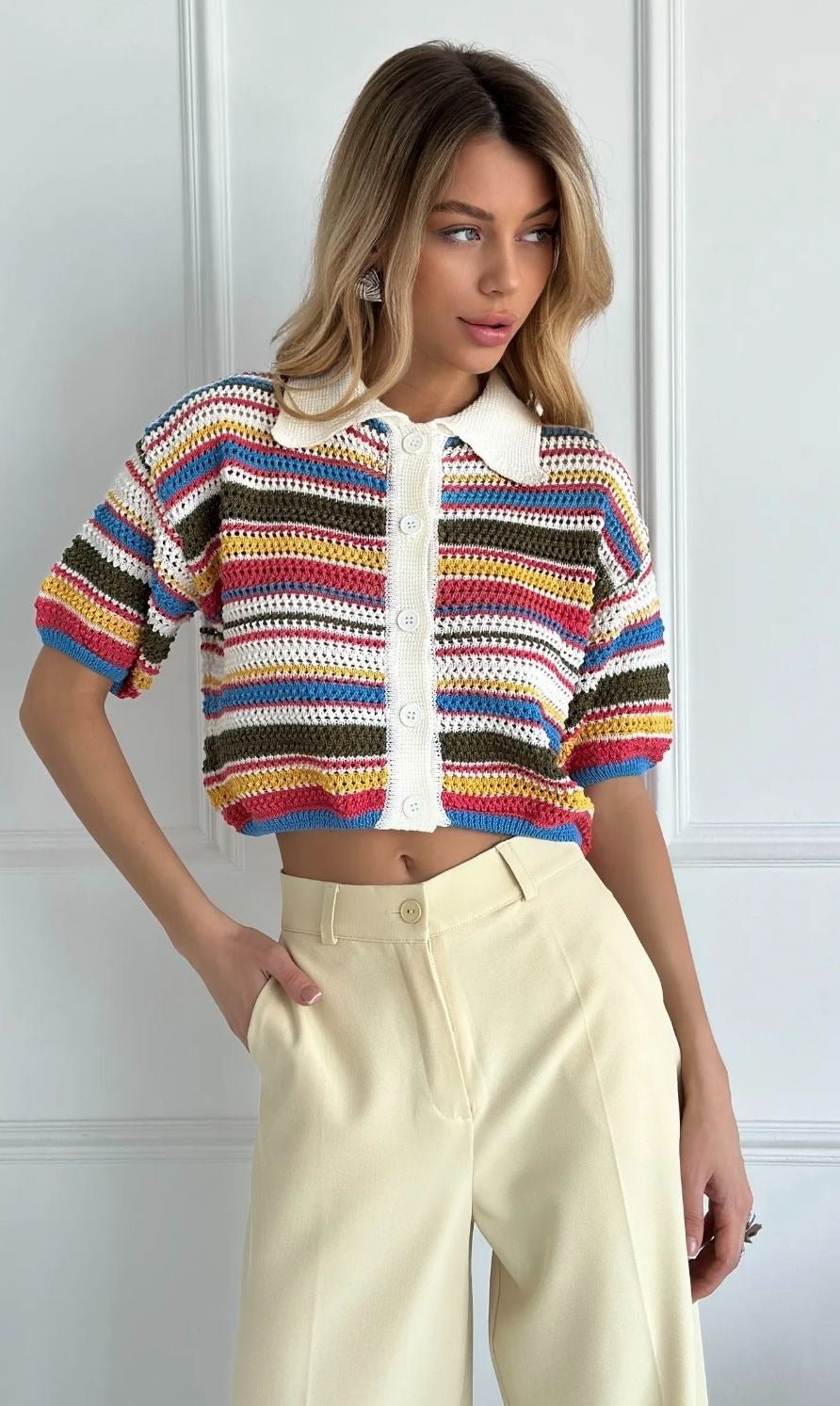 Sophie Striped Crochet Co-ord Set - Women's Coordinated Two-Piece Outfit - Image 10