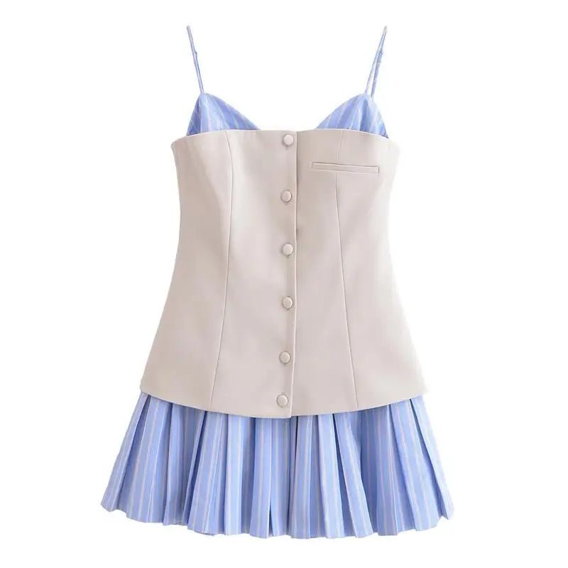 Trina Striped Pleated Corset Mini Dress - Elegant Occasion Dress for Women - Image 11