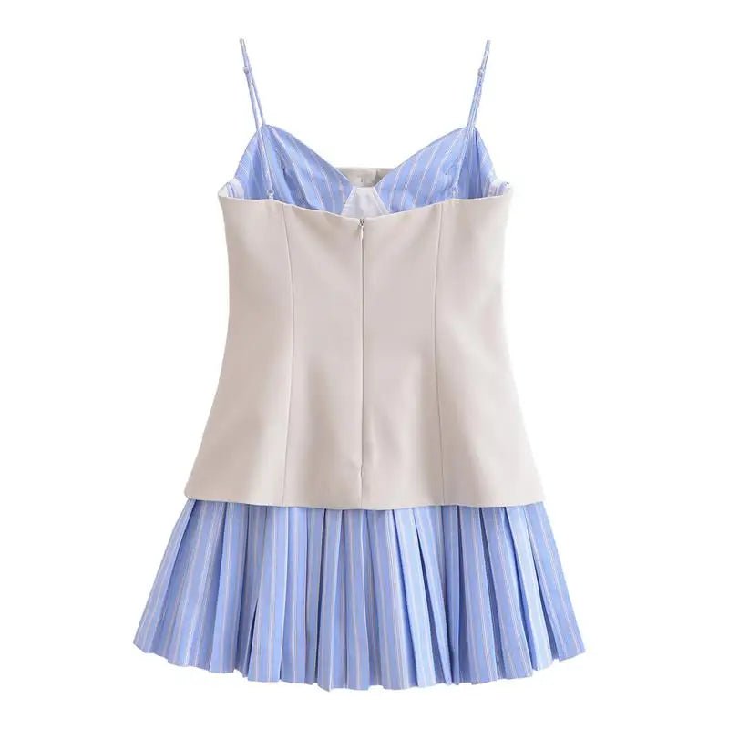 Trina Striped Pleated Corset Mini Dress - Elegant Occasion Dress for Women - Image 12