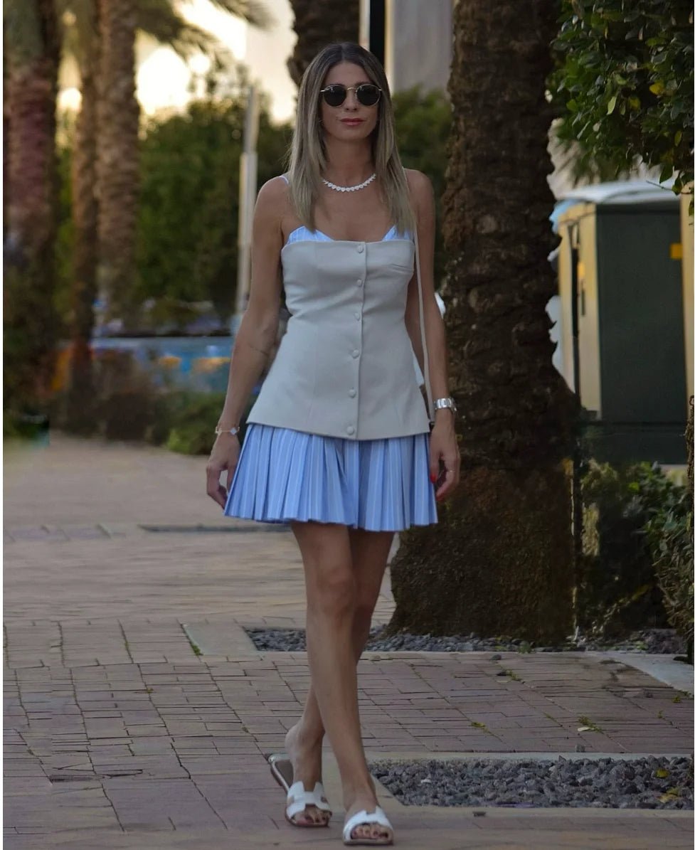 Trina Striped Pleated Corset Mini Dress - Elegant Occasion Dress for Women - Image 4