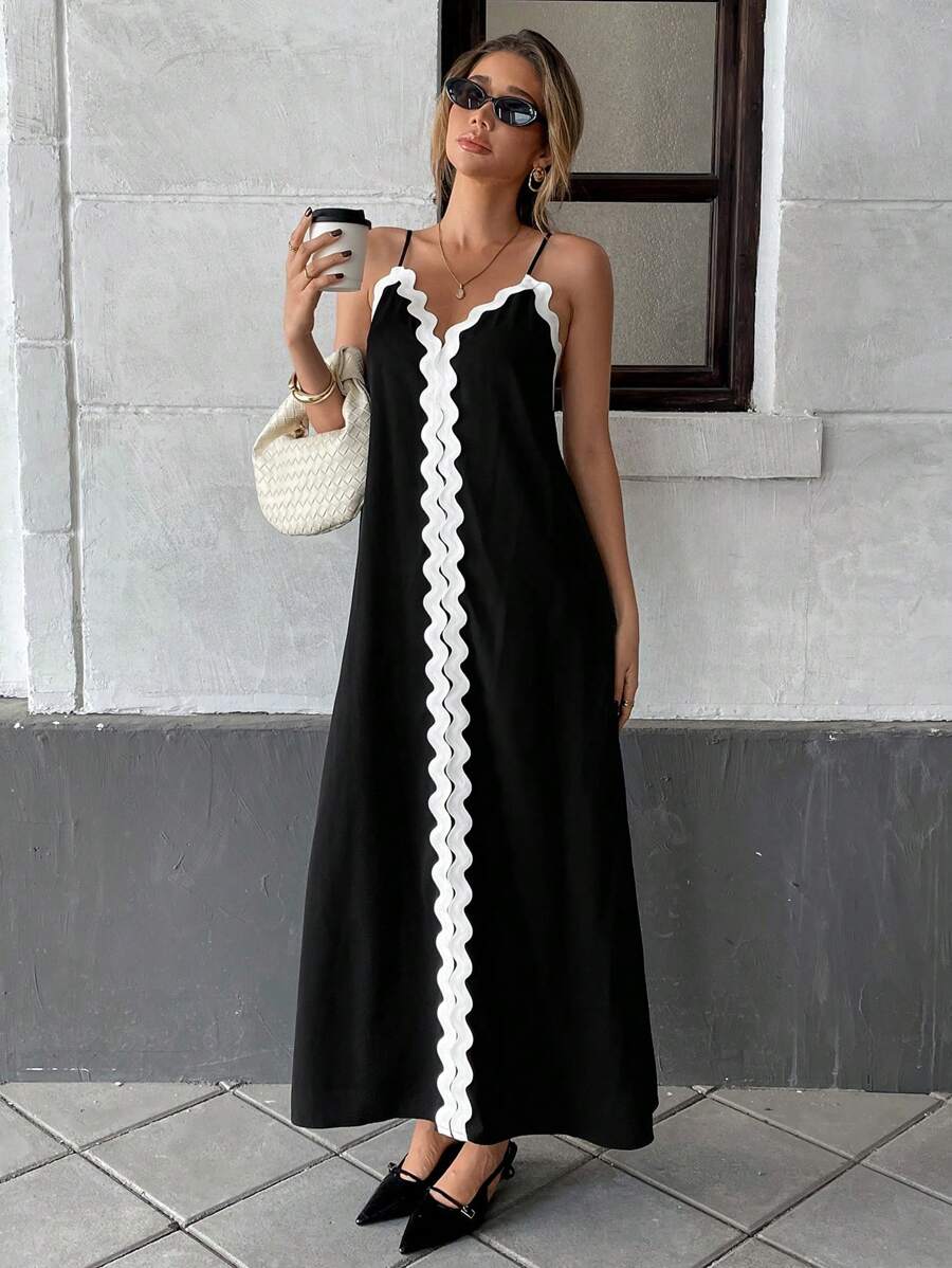 Nina Contrast Maxi Dress - Elegant Occasion Dress for Women