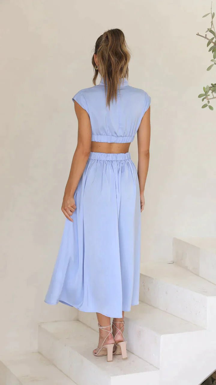 Valentina High-Neck Midi Dress with Waist Cutouts - Elegant Occasion Dress for Women - Image 5