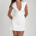Helena Deep V-Neck Mini Dress - Elegant Occasion Dress for Women