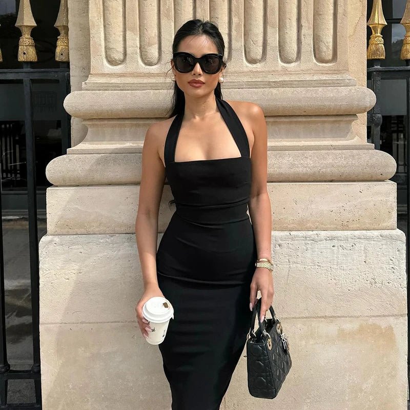Yasmin Halter Neck Bodycon Maxi Dress - Elegant Occasion Dress for Women - Image 3