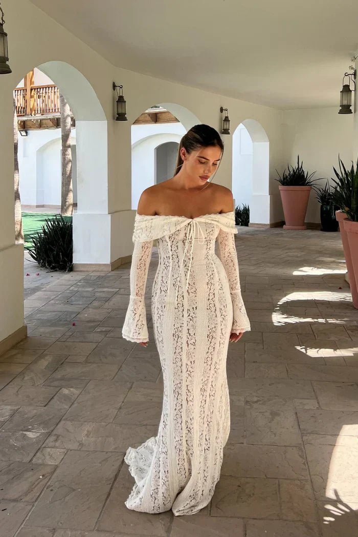 Abby Off Shoulder Lace Maxi Dress - Elegant Occasion Dress for Women - Image 3