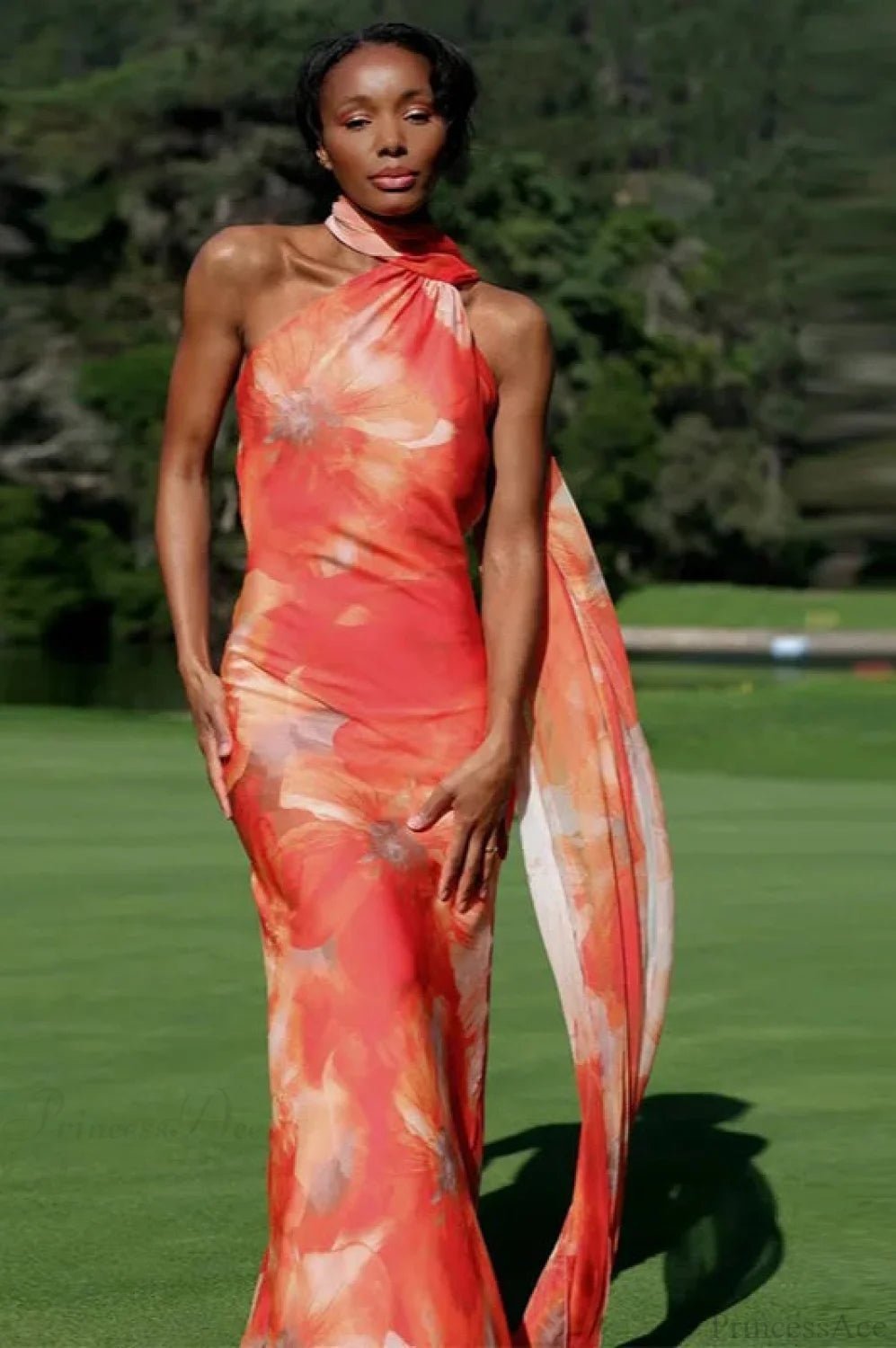 Celeste Satin Halter Evening Dress - Sleeveless Wedding Guest Dress - Image 12