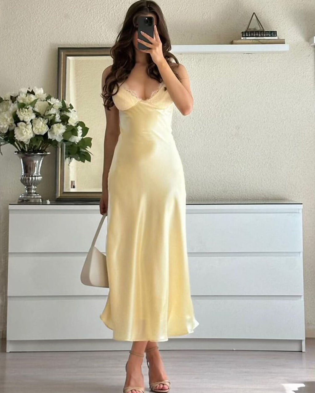 Sophia Backless Satin Midi Dress for Women - Satin Evening Dress - Image 3