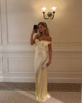 Alice Off-Shoulder Satin Maxi Dress - Backless Formal Wedding Guest Dress - Image 3