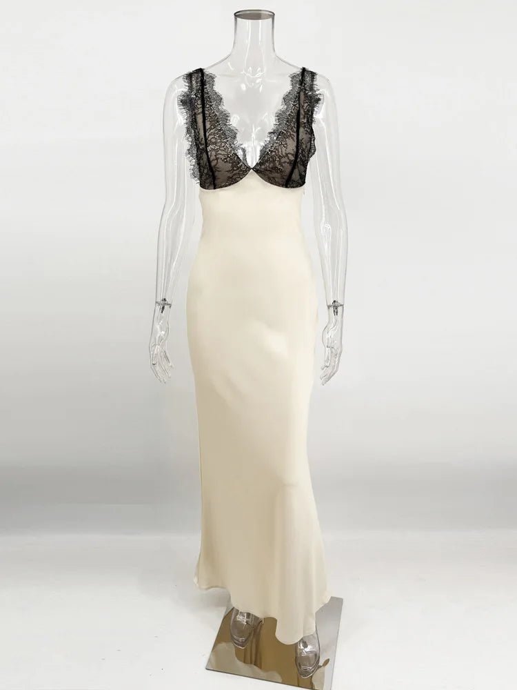 Ambre Lace V-Neck Patchwork Summer Dress - Elegant Occasion Dress for Women - Image 6