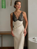 Ambre Lace V-Neck Patchwork Summer Dress - Elegant Occasion Dress for Women - Image 2