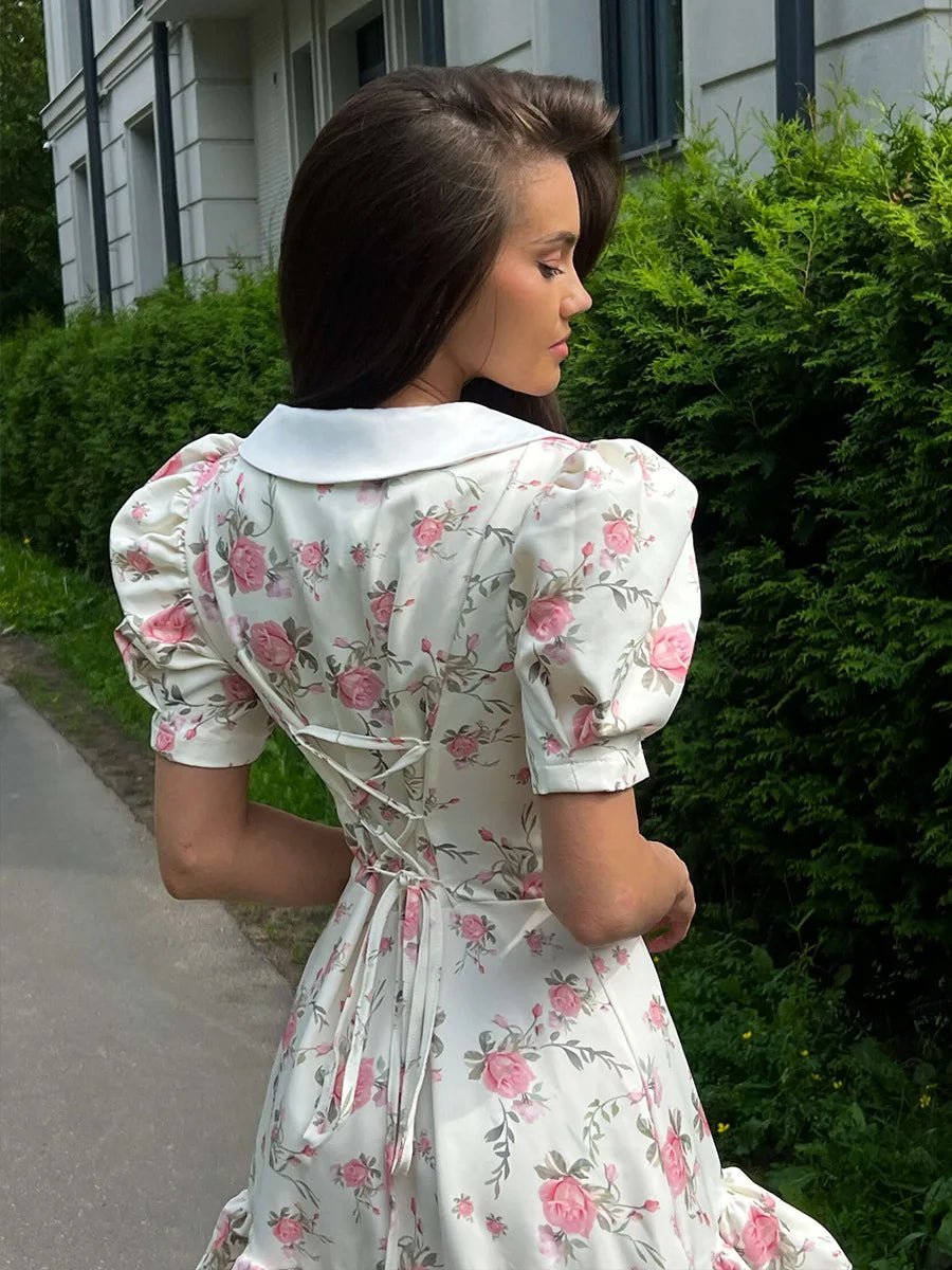 Andromeda Floral Puff Sleeve Mini Dress - Elegant Occasion Dress for Women - Image 2