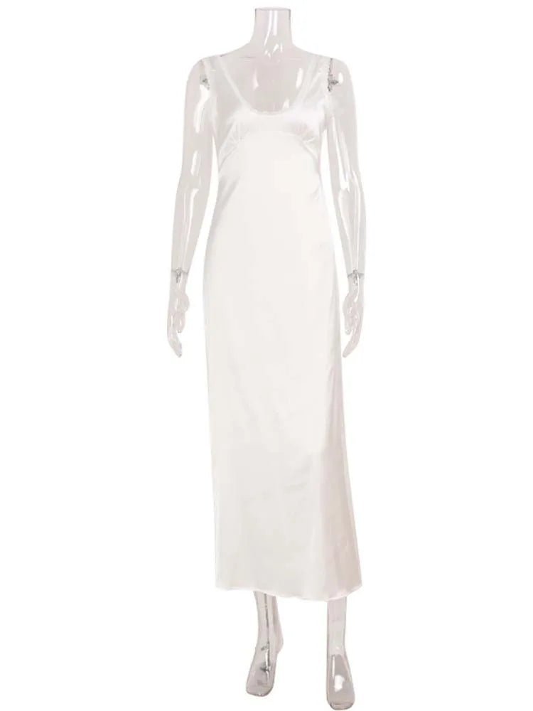 Angie Deep Neck Satin Midi Dress - Elegant Occasion Dress for Women - Image 6