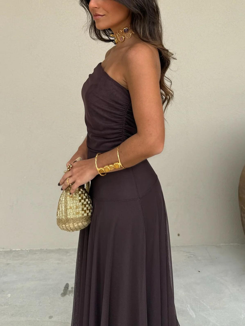 Anya Draped Chiffon Maxi Dress - Romantic Off Shoulder Dress for Garden Parties - Image 6