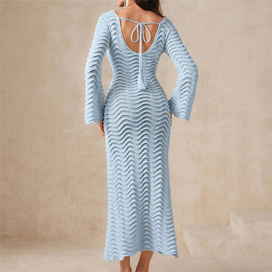 Arabella Lace-Up Knit Maxi Dress - Elegant Occasion Dress for Women - Image 6