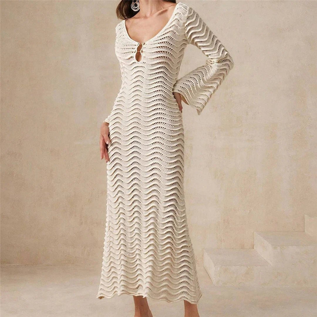 Arabella Lace-Up Knit Maxi Dress - Elegant Occasion Dress for Women - Image 3