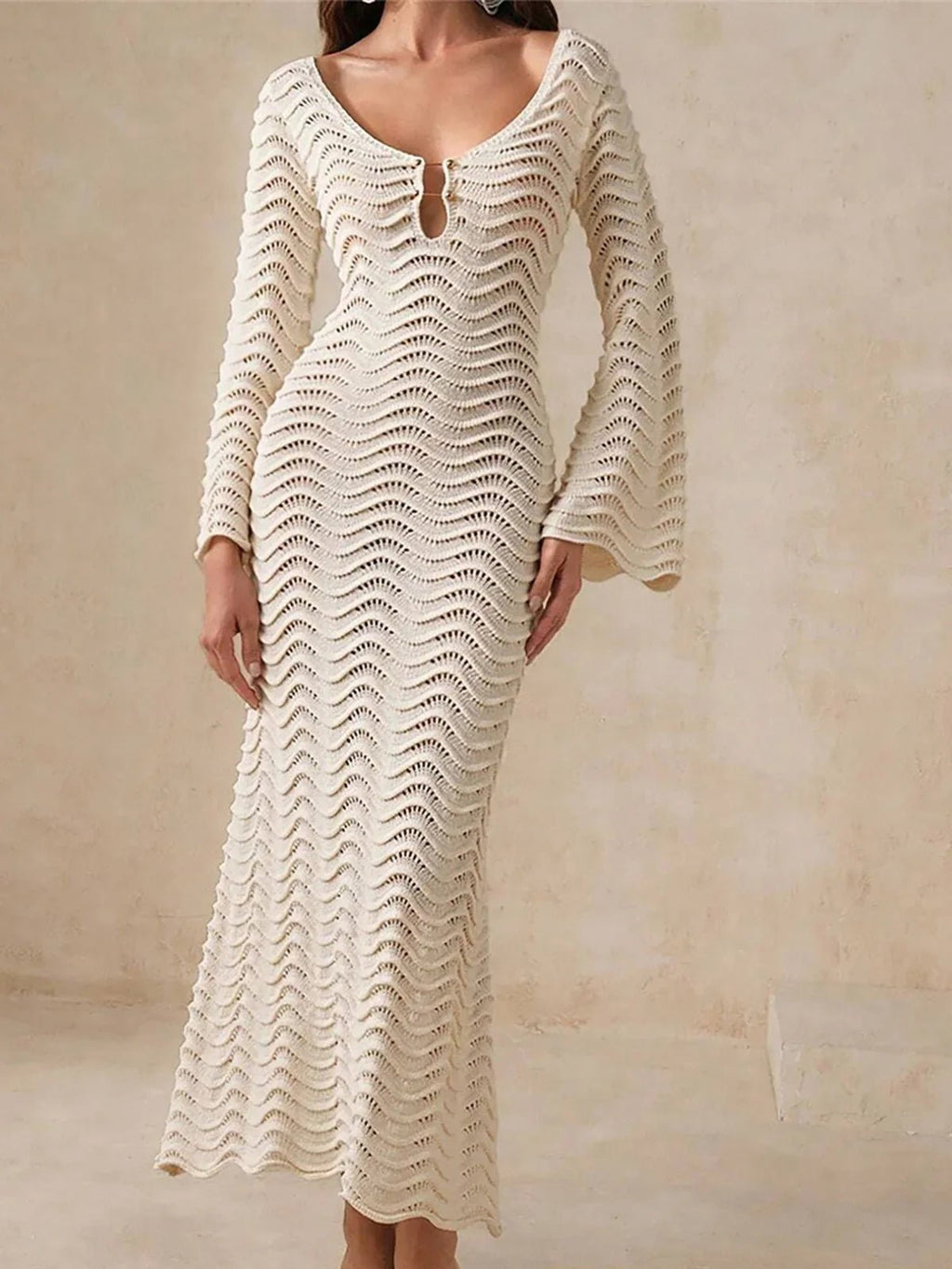 Arabella Lace-Up Knit Maxi Dress - Elegant Occasion Dress for Women - Image 2