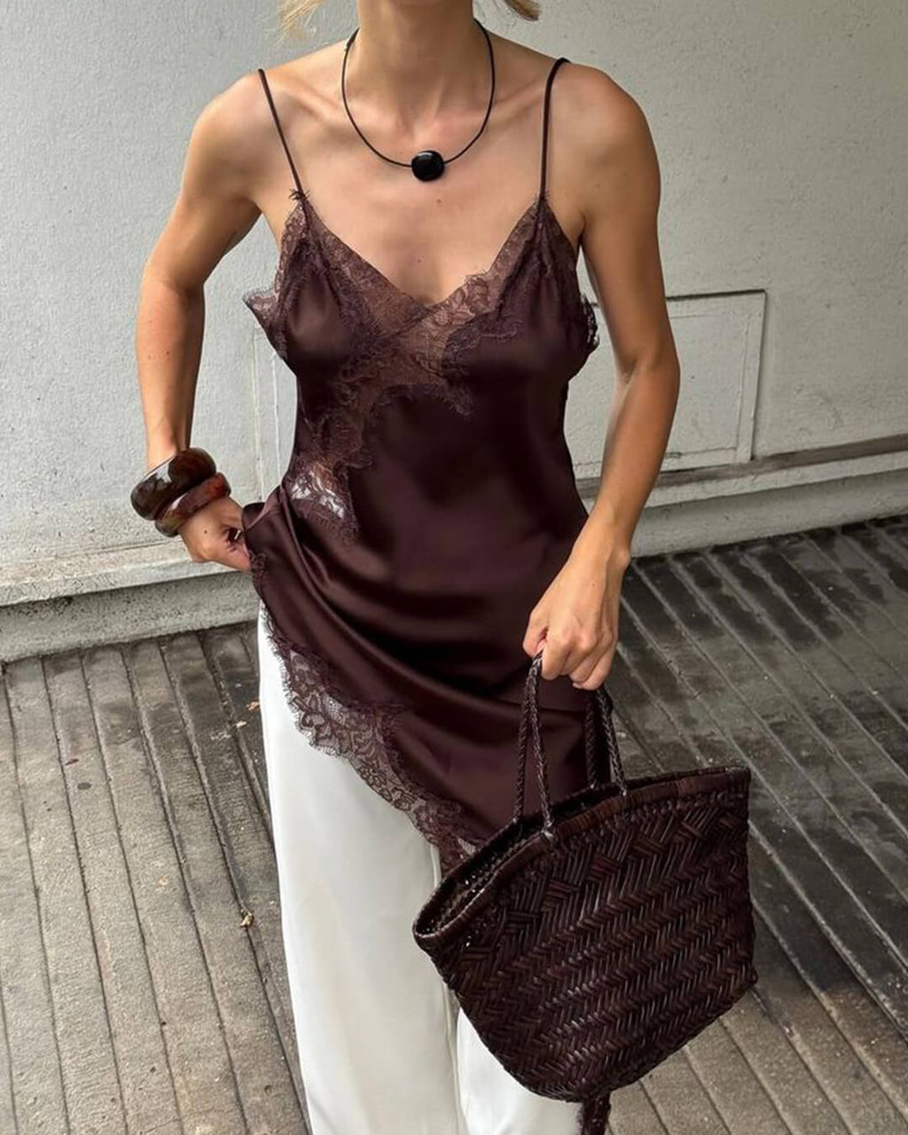 Chiara Asymmetric Satin Lace Midi Dress for Women - Satin Party Dress - Image 7