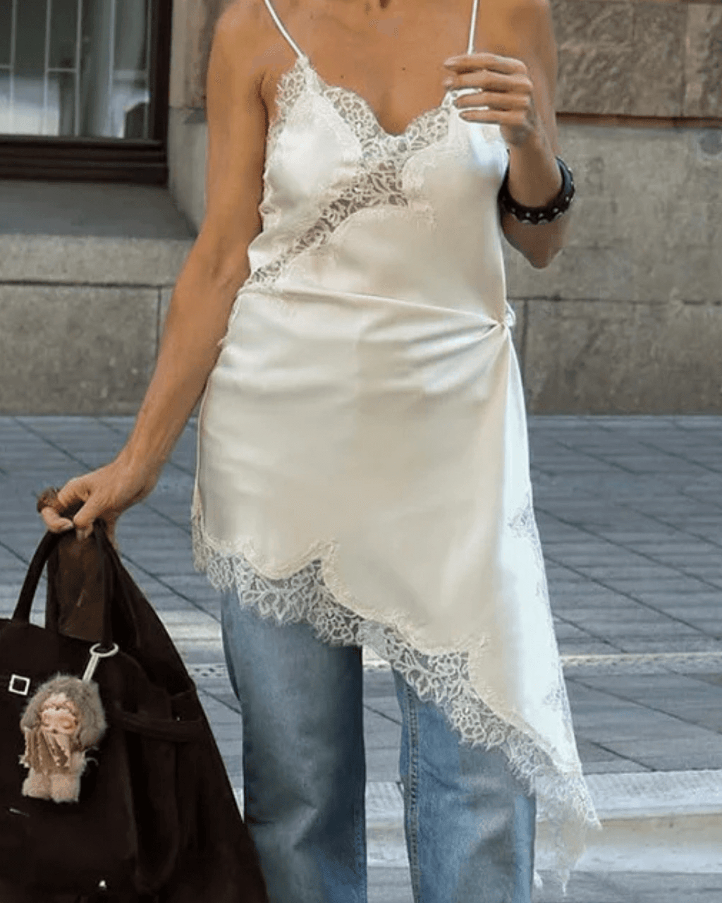 Chiara Asymmetric Satin Lace Midi Dress for Women - Satin Party Dress - Image 16