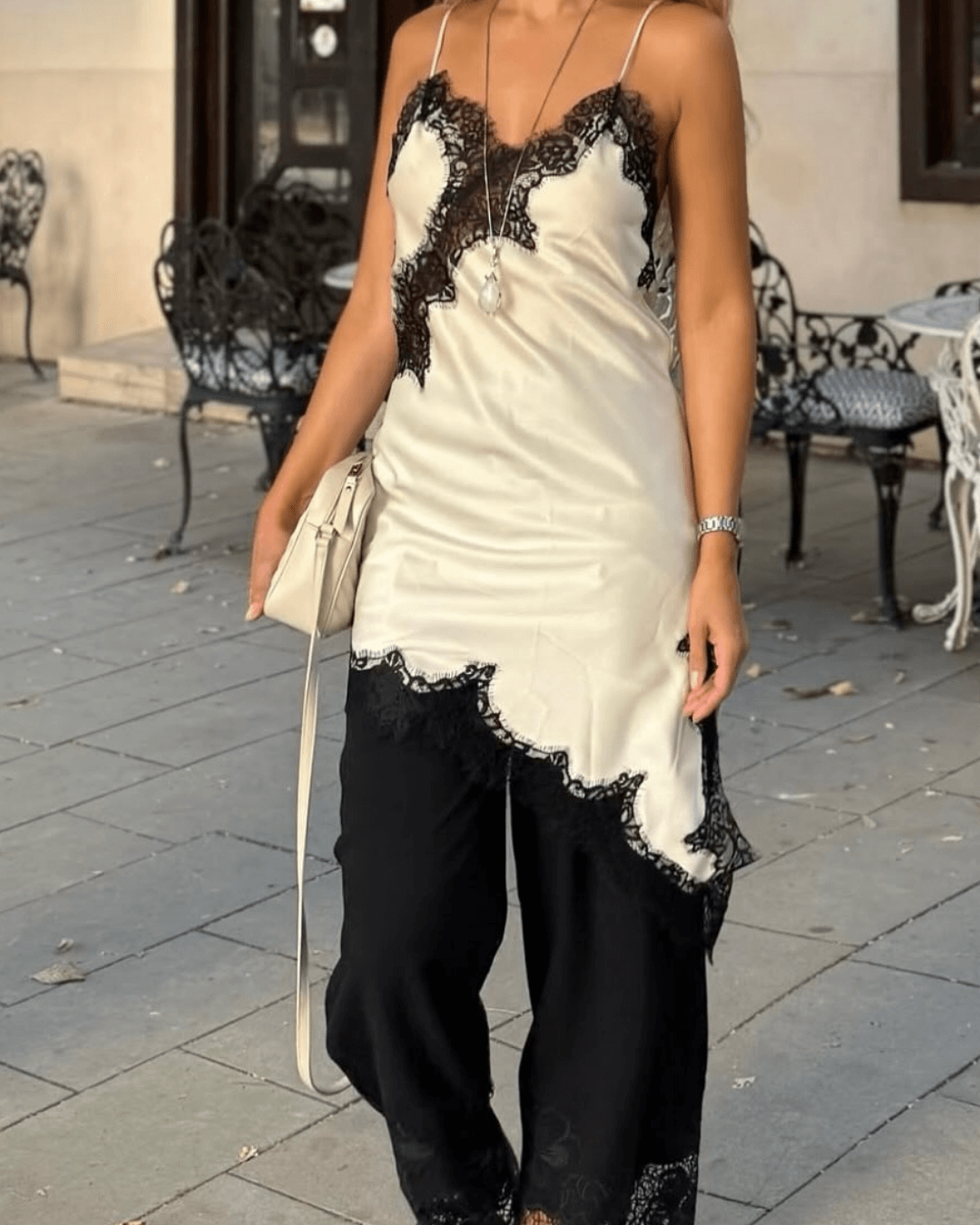 Chiara Asymmetric Satin Lace Midi Dress for Women - Satin Party Dress - Image 13