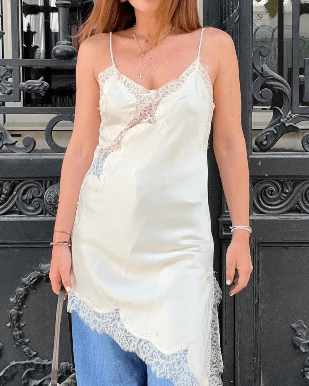 Chiara Asymmetric Satin Lace Midi Dress for Women - Satin Party Dress - Image 15