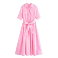 Ariane Belted Shirt Midi Dress - Women's Short Sleeve Collared Dress with Pockets - Image 13