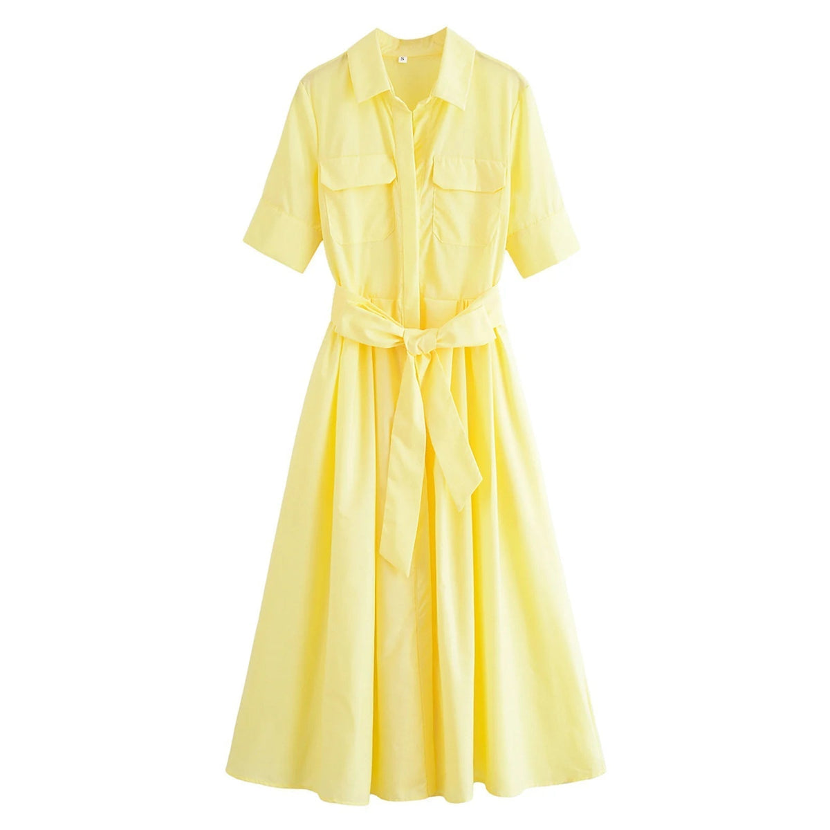Ariane Belted Shirt Midi Dress - Women's Short Sleeve Collared Dress with Pockets - Image 9