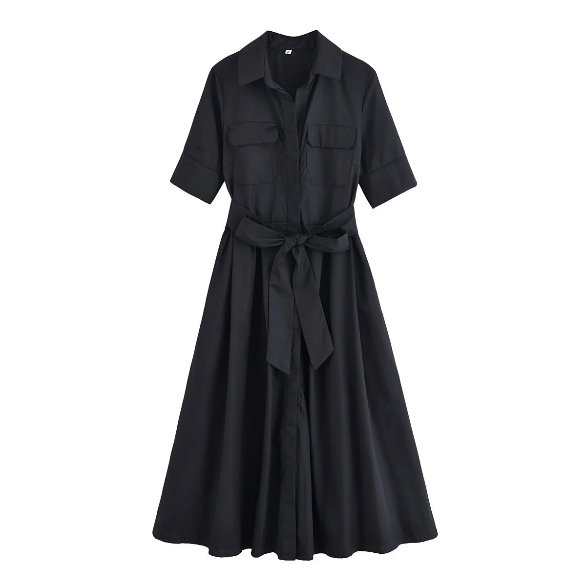 Ariane Belted Shirt Midi Dress - Women's Short Sleeve Collared Dress with Pockets - Image 12