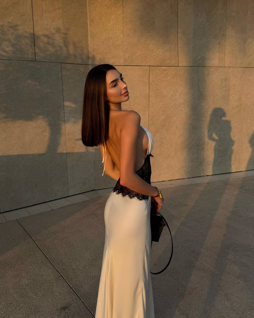 Astrid Backless Satin Maxi Dress with Lace Waist - Halter Evening Dress - Image 14