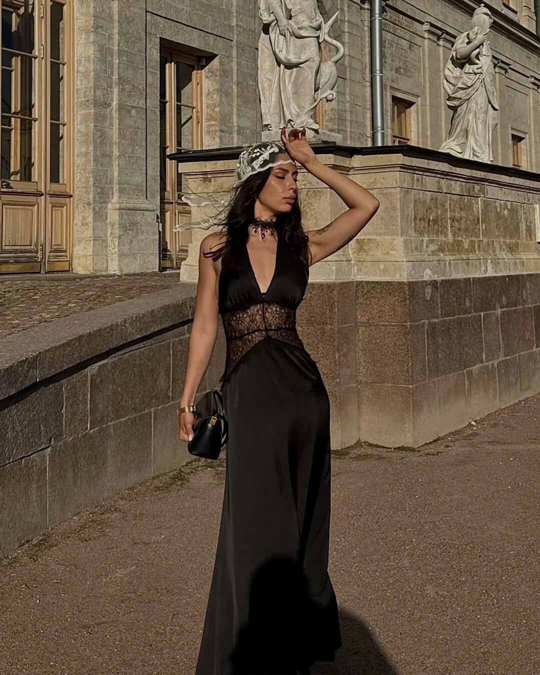 Astrid Backless Satin Maxi Dress with Lace Waist - Halter Evening Dress - Image 11