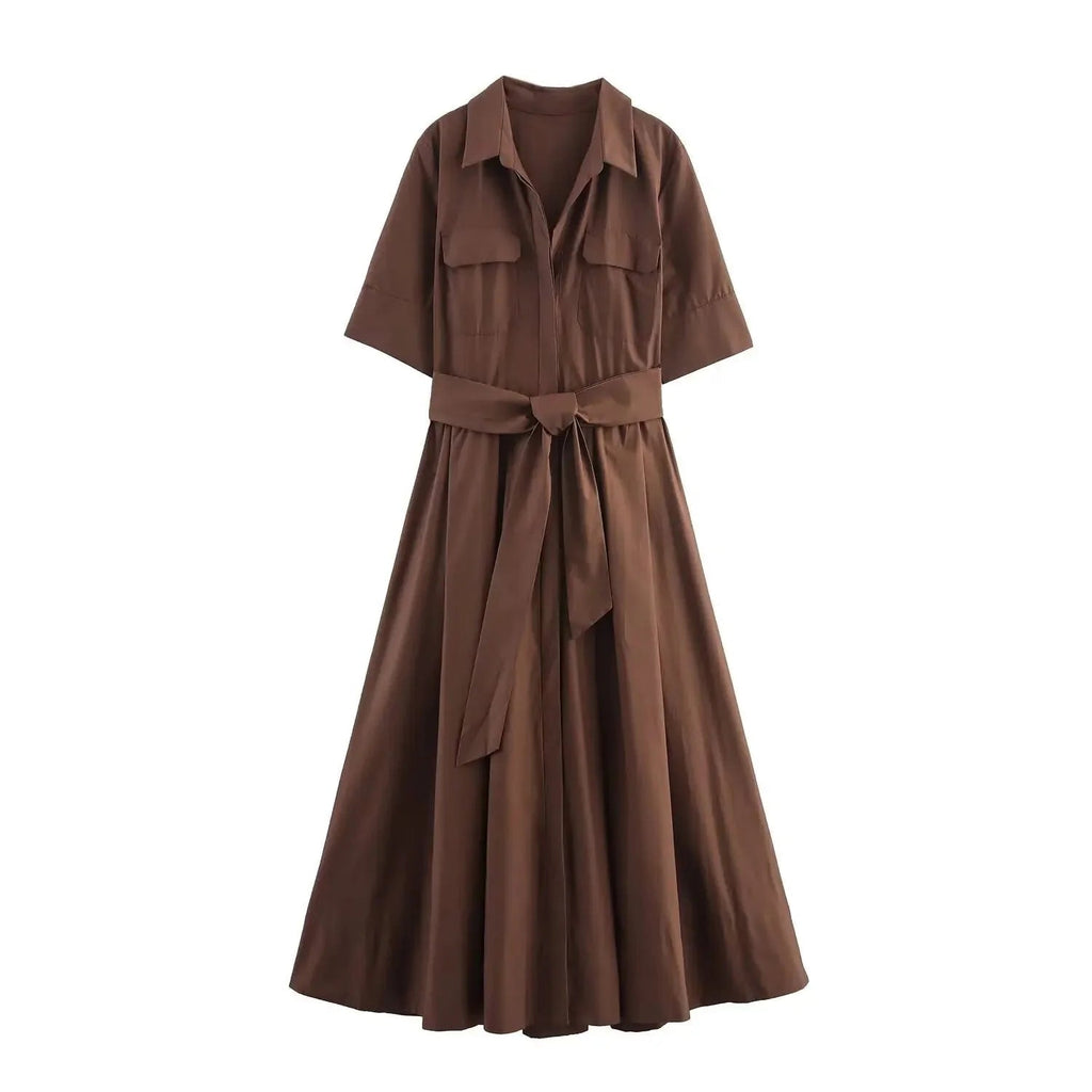 Beatrice Women's Belted Cotton Shirt Midi Dress - Image 16