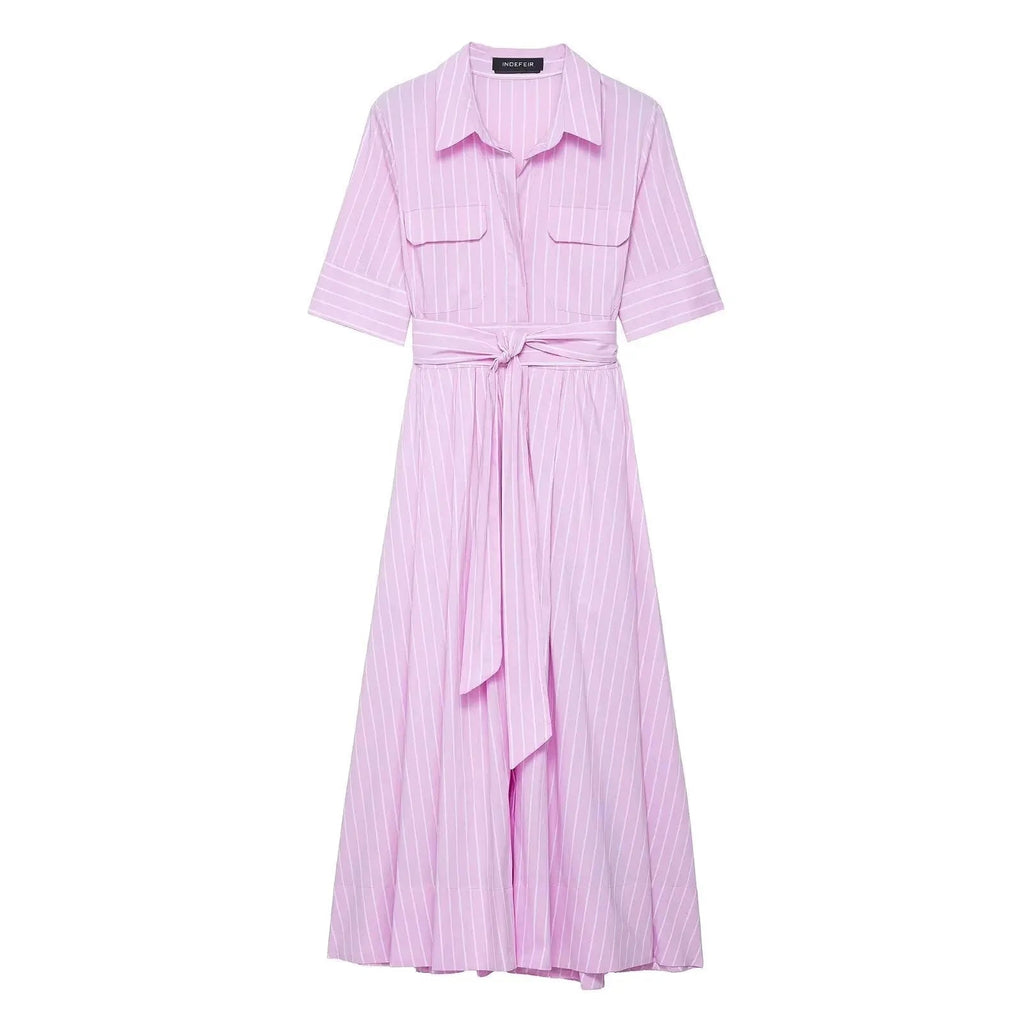 Beatrice Women's Belted Cotton Shirt Midi Dress - Image 14