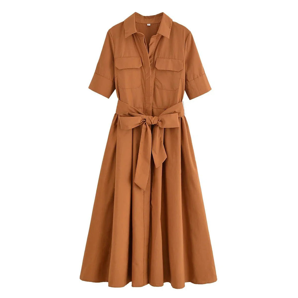 Beatrice Women's Belted Cotton Shirt Midi Dress - Image 7