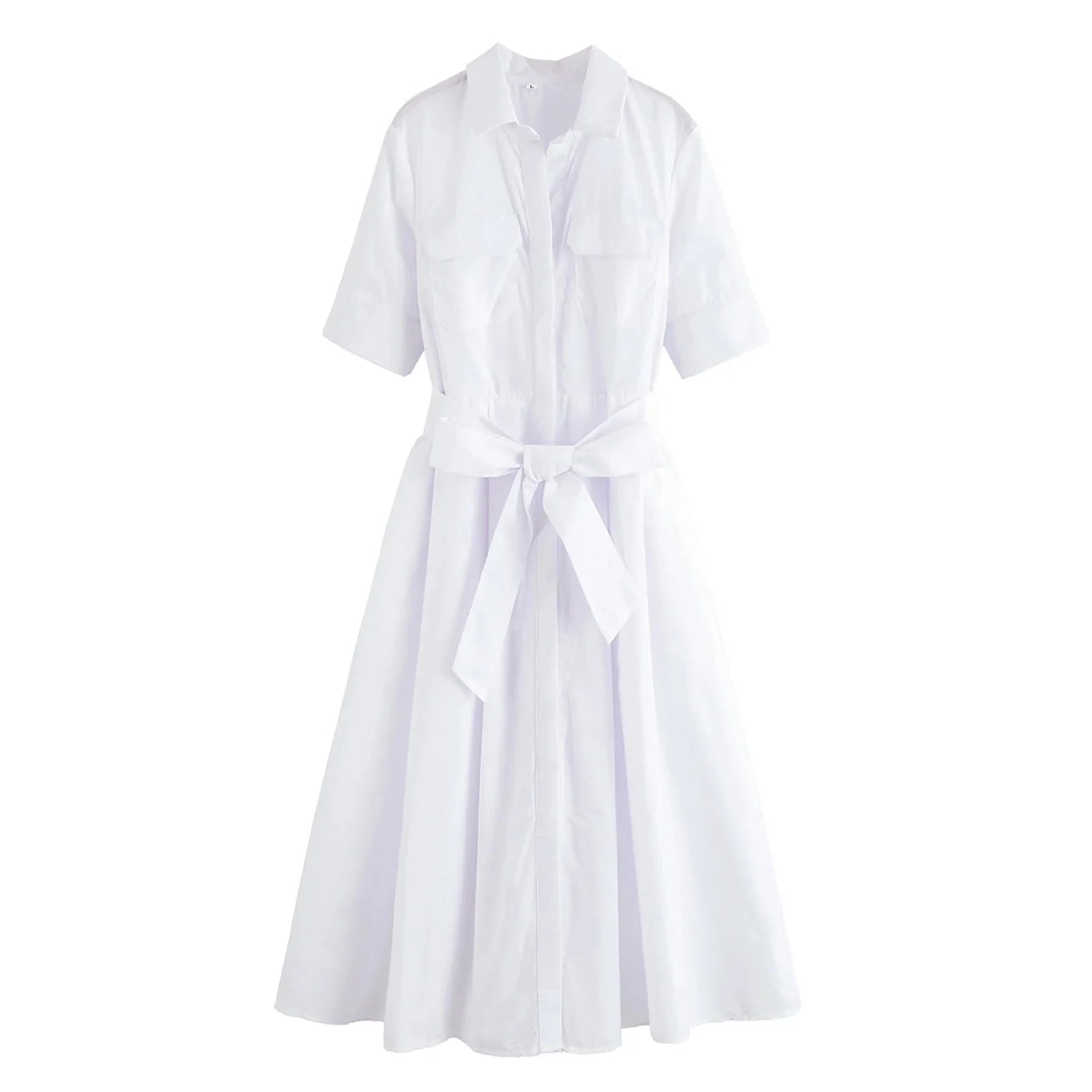Beatrice Women's Belted Cotton Shirt Midi Dress - Image 3