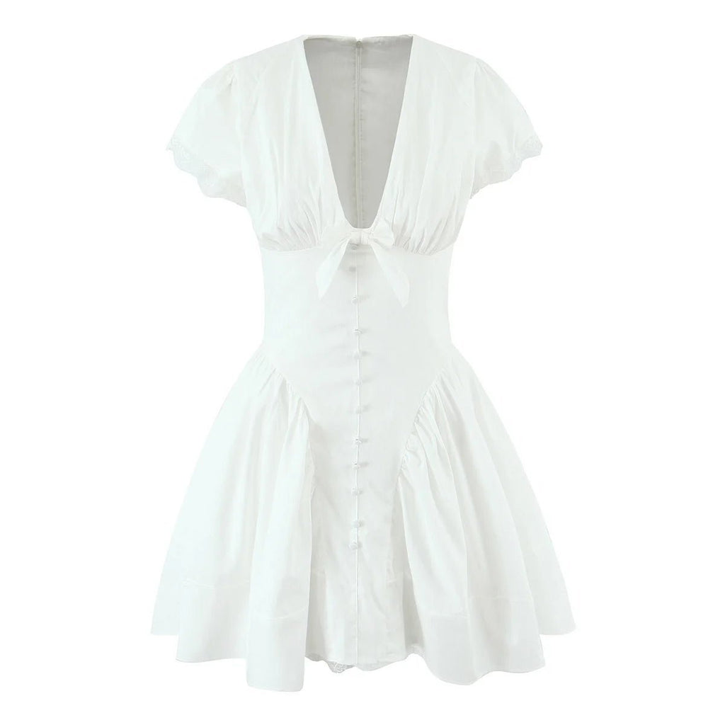 Mia Bow V-Neck Mini Dress - Elegant Occasion Dress for Women - Image 11