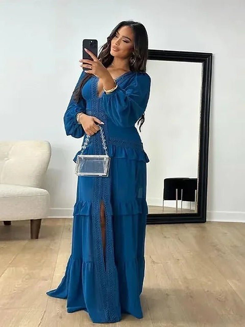 Beatrice Deep V-Neck Ruffle Maxi Dress - Elegant Occasion Dress for Women - Image 4