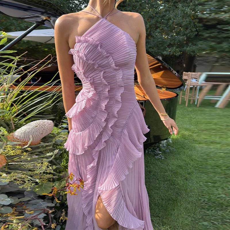 Beatrice Halter Evening Gown - Backless A-Line Chiffon Formal Dress - Image 9