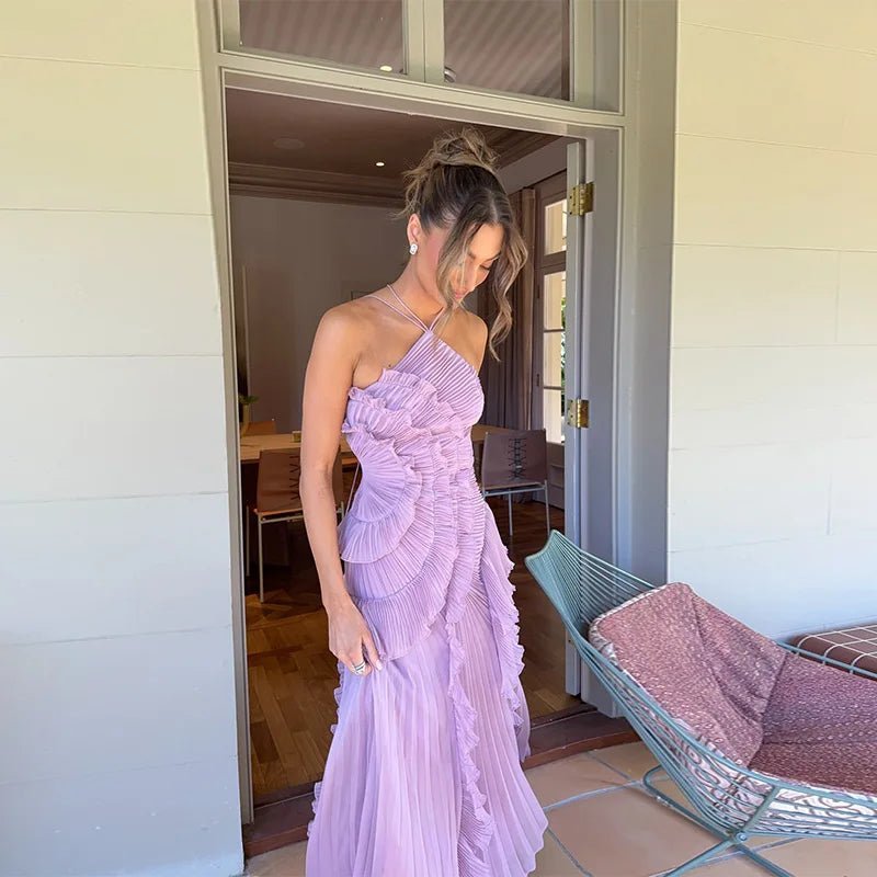 Beatrice Halter Evening Gown - Backless A-Line Chiffon Formal Dress - Image 11