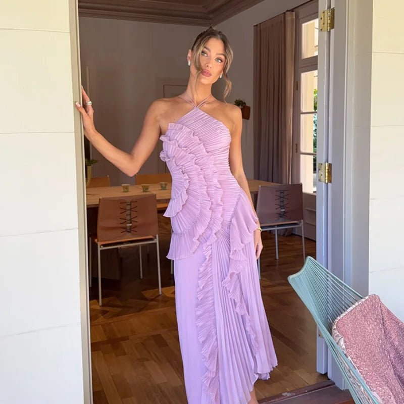 Beatrice Halter Evening Gown - Backless A-Line Chiffon Formal Dress - Image 8