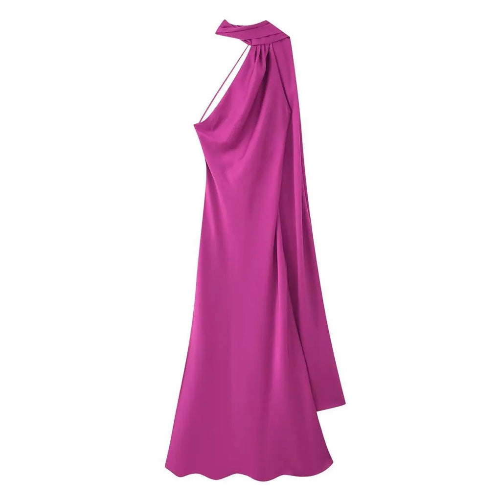 Beatrice Halter Backless Satin Maxi Dress for Women - Sleeveless Evening Dress - Image 14