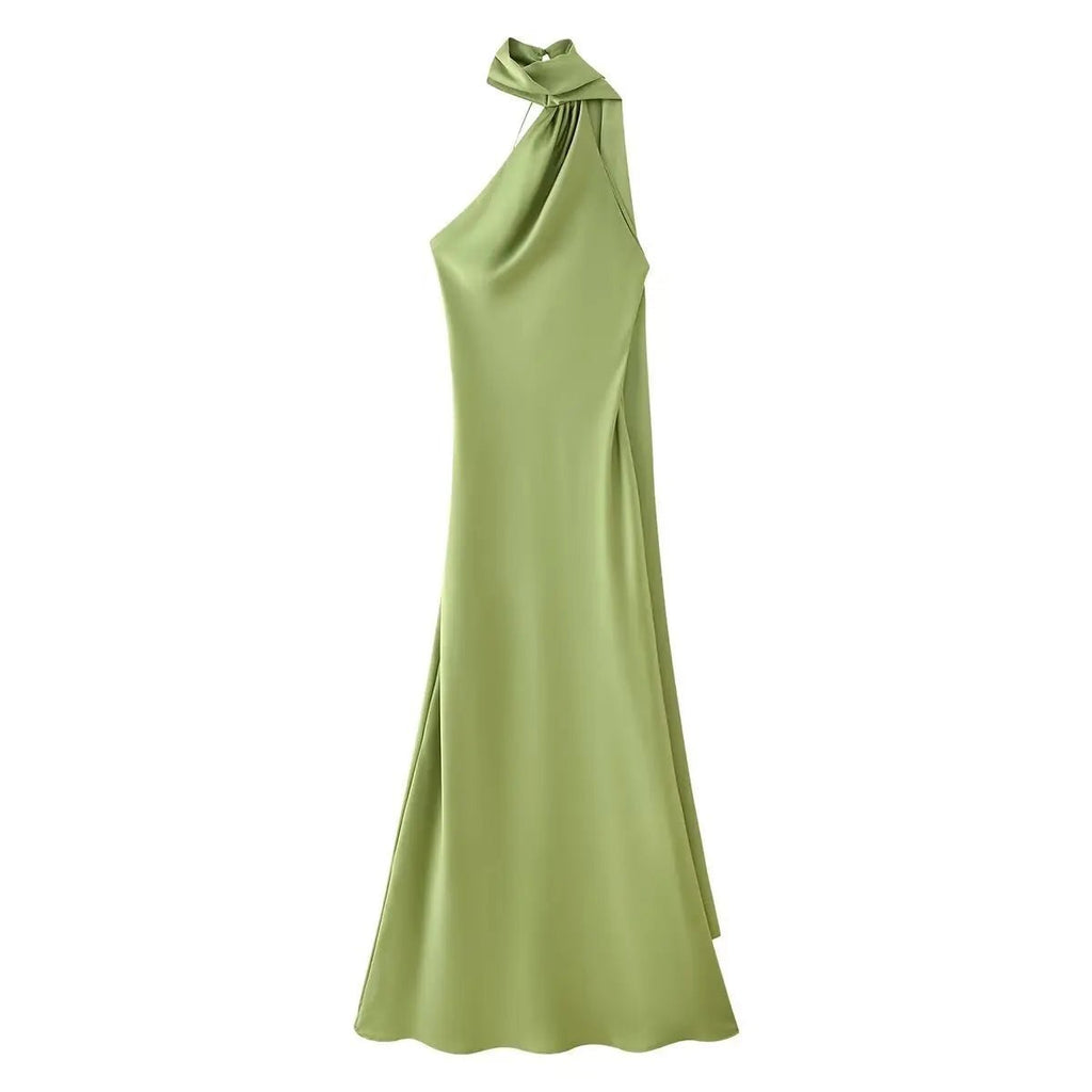 Beatrice Halter Backless Satin Maxi Dress for Women - Sleeveless Evening Dress - Image 10