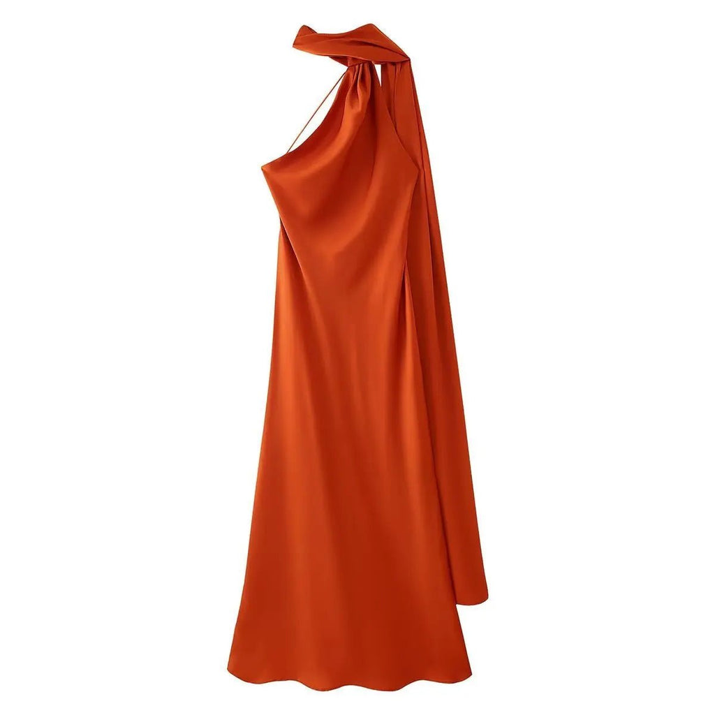 Beatrice Halter Backless Satin Maxi Dress for Women - Sleeveless Evening Dress - Image 9