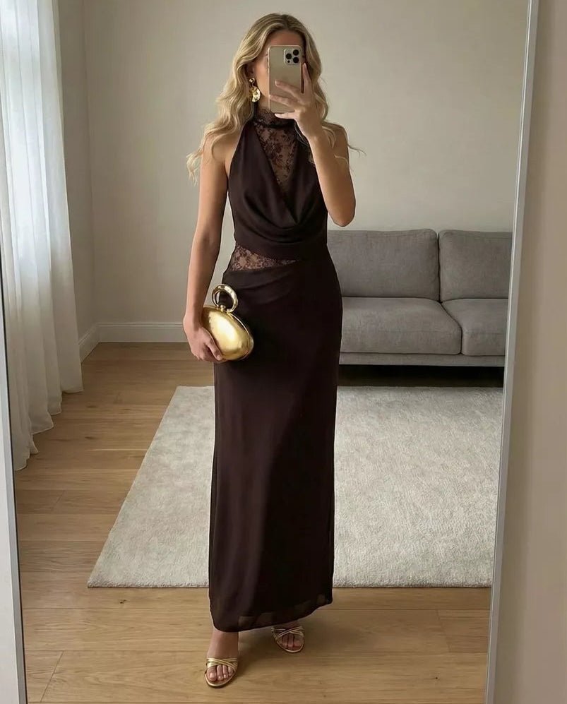 Beatrice Halter Lace Patchwork Maxi Dress - Elegant Occasion Dress for Women - Image 11