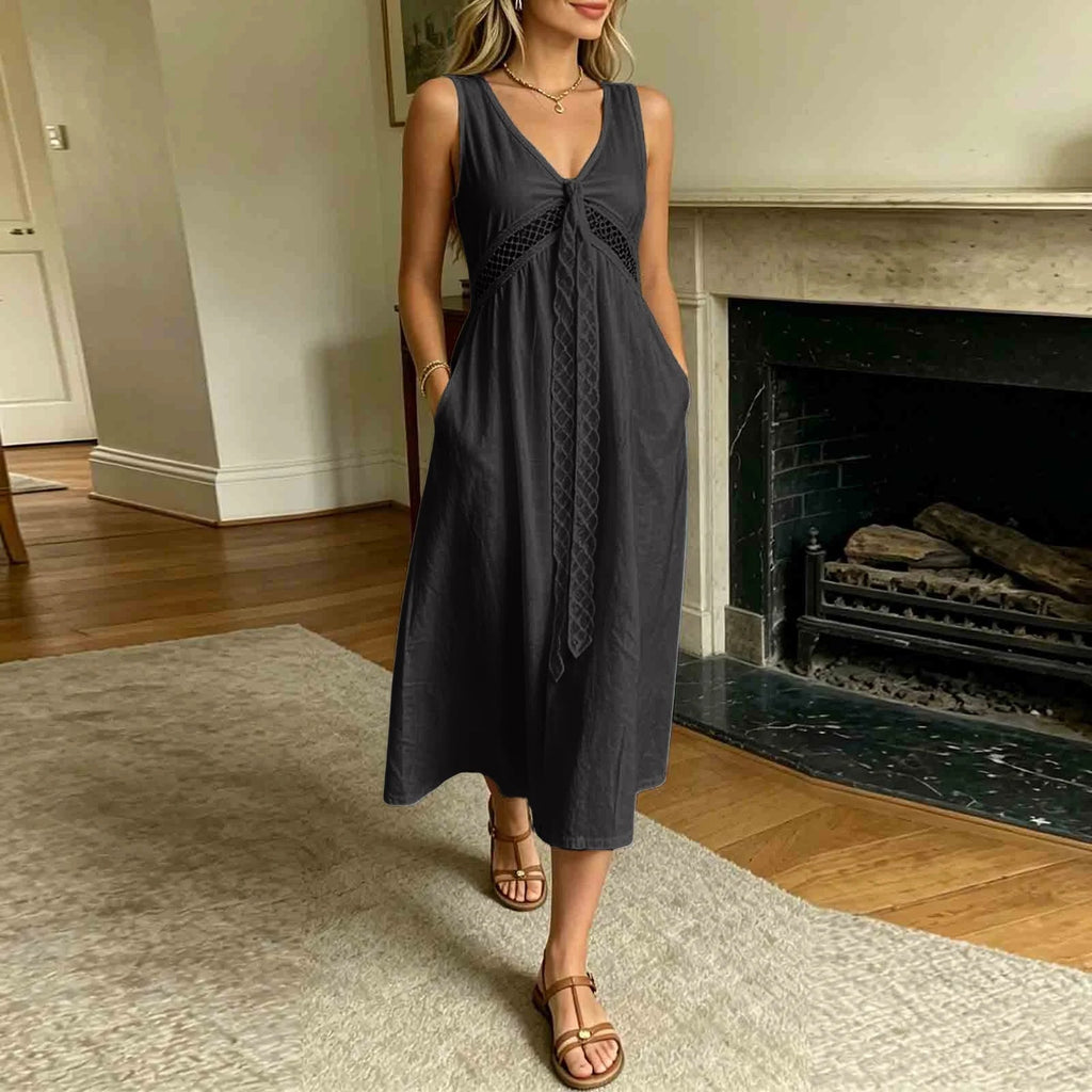 Beatrice Lace Trim A-Line Summer Dress - Elegant Occasion Dress for Women - Image 3