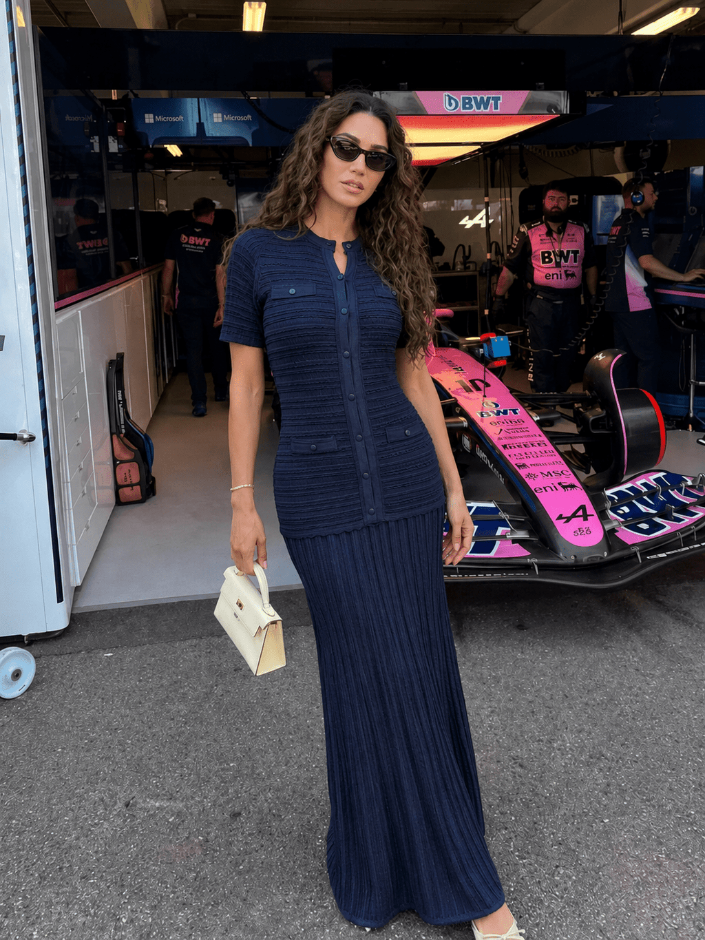 Beatrice Elegant Ribbed Knit Maxi Dress with Cinched Waist