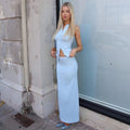 Jenny Ribbed Single-Breasted Top & Maxi Skirt Set - Women's Coordinated Two-Piece Outfit - Image 3