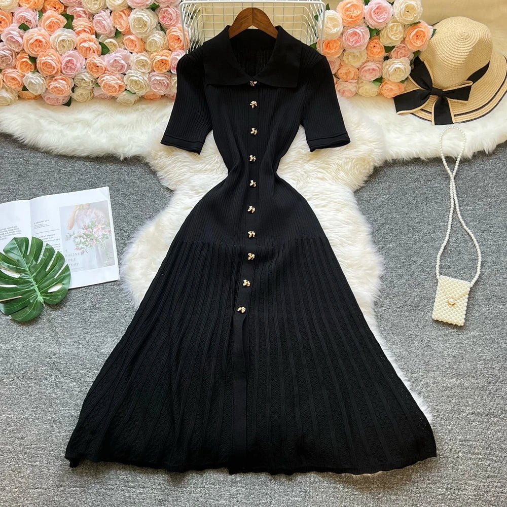 Affra Turn-Down Collar Knit Maxi Dress - Elegant Occasion Dress for Women - Image 7