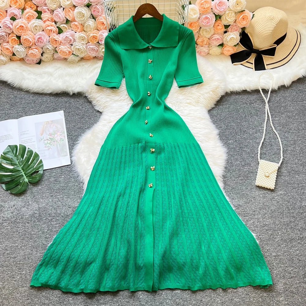 Affra Turn-Down Collar Knit Maxi Dress - Elegant Occasion Dress for Women - Image 8