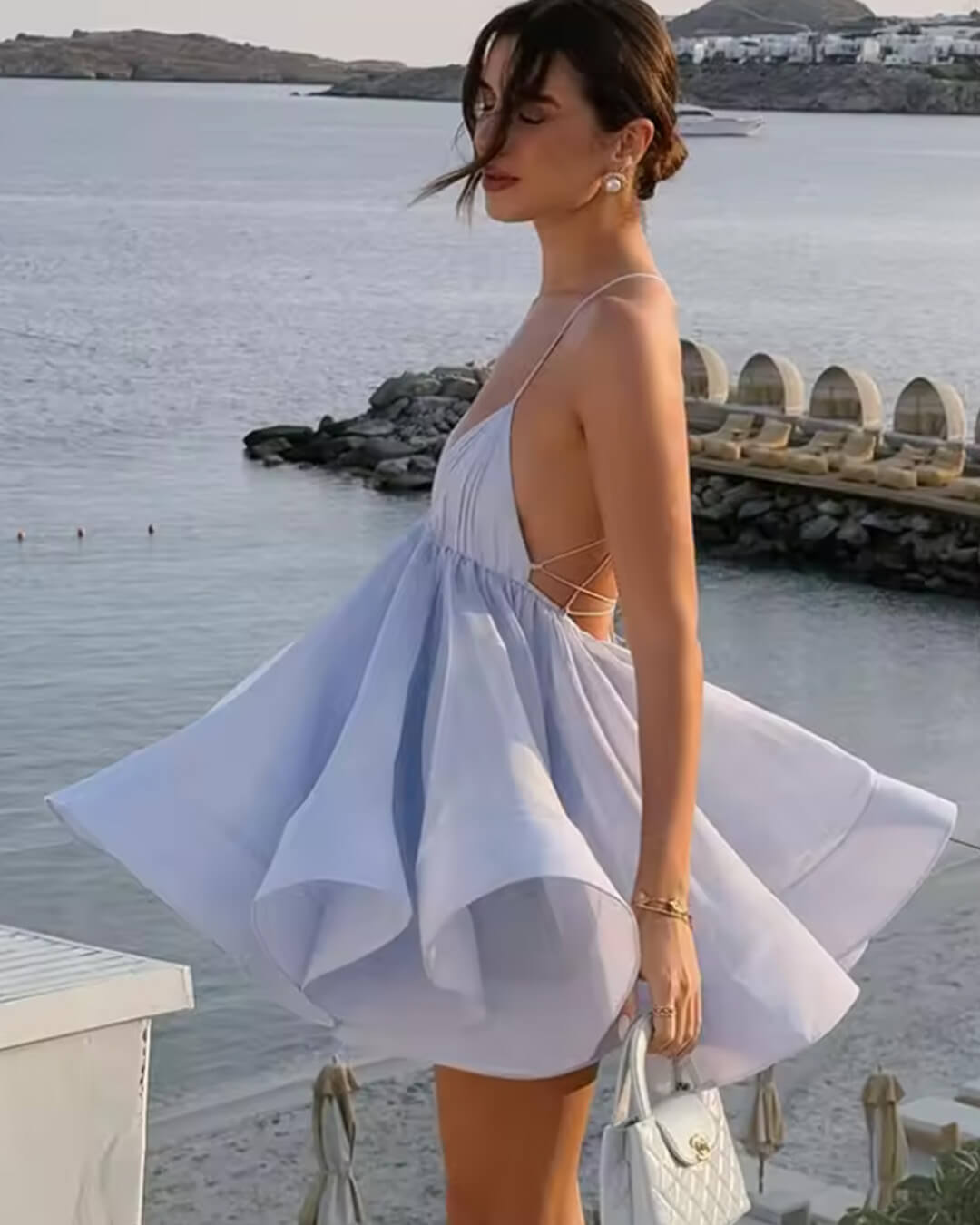 Helena V-Neck Suspender Mini Dress - Elegant Occasion Dress for Women - Image 4