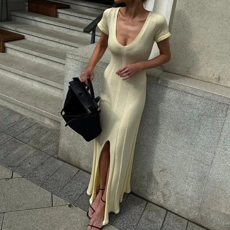 Bernadette Ribbed Knit Maxi Dress - Elegant Occasion Dress for Women - Image 2